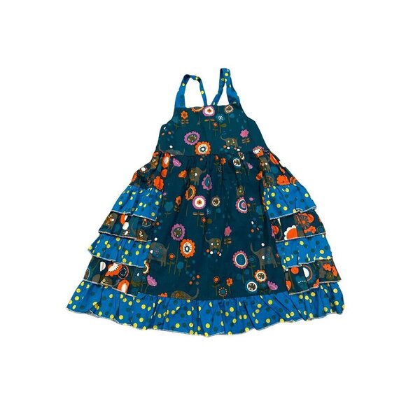 Jelly the Pug Girl's Ruffled Elephant Print Sundress - Size 5 - Like New! - Picture 1 of 3